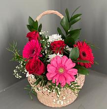 Цветочная композиция из Розы, Хризантемы и Герберы в корзине #REPLACE_PRED# Любаново